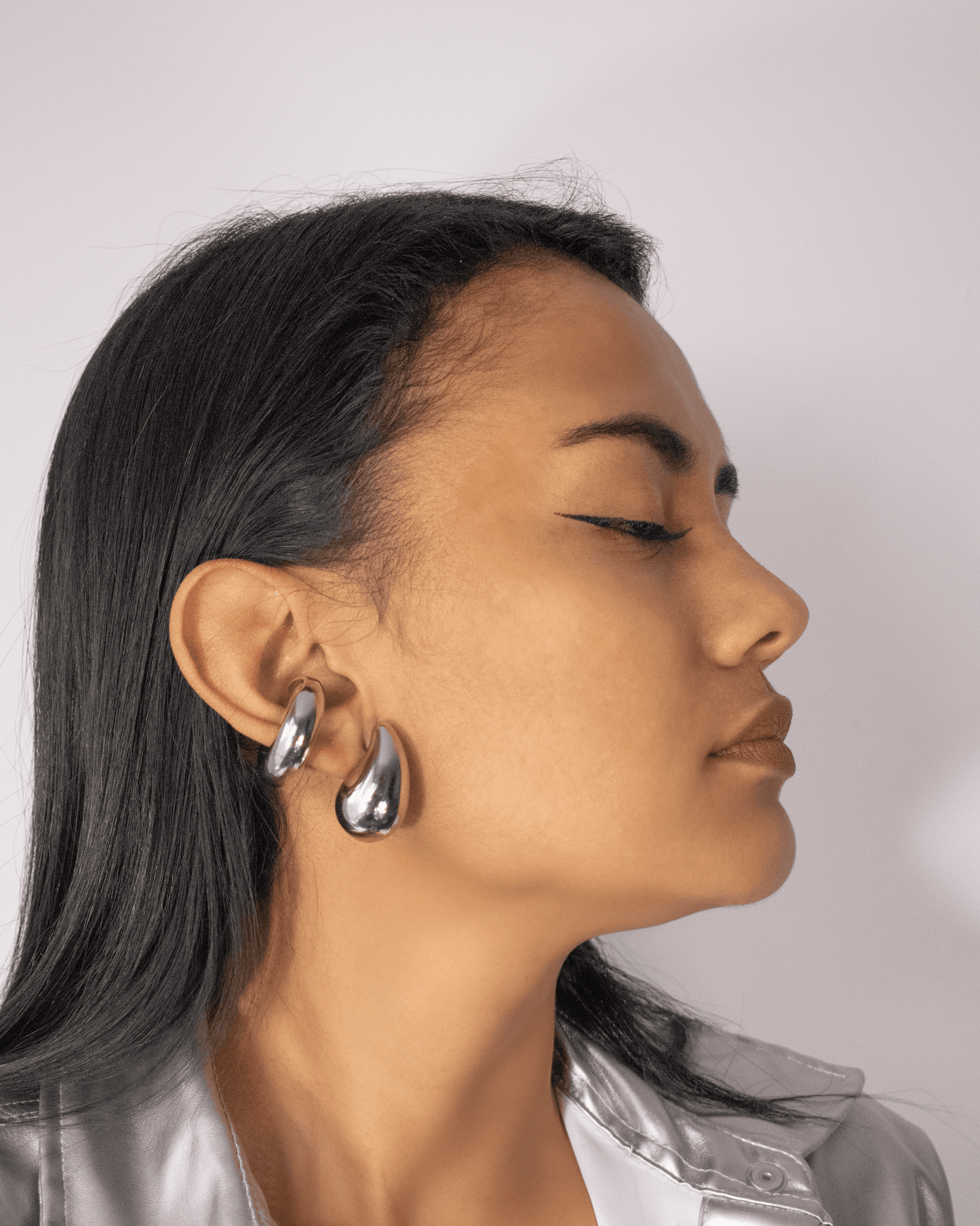 EAR CUFF PLATEADO CHUNKY LISO